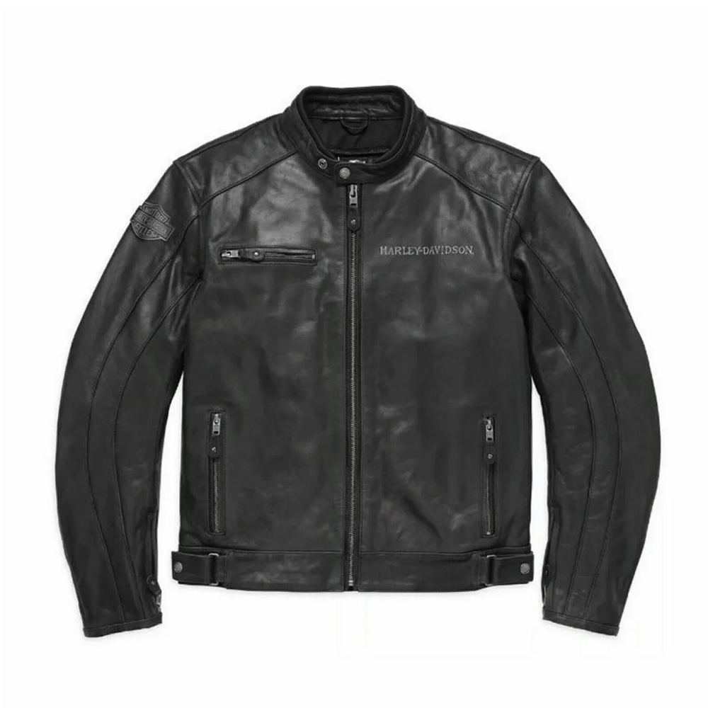 Men's H.D BlOUSON CUIR Motorcycle Skull Reflective Leather Jacket